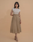 Colorblock Pleated Belted Dress