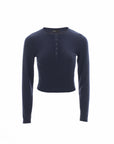 Ribbed Henley Knit Top
