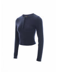 Ribbed Henley Knit Top