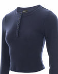 Ribbed Henley Knit Top
