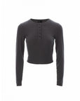 Ribbed Henley Knit Top