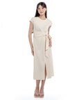 Casual Tie Waist Midi Dress