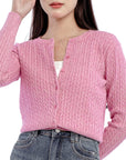 Cable Yarn Knit Button Cardigan