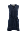 Contrast-Stitch Belted Dress