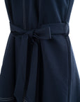 Contrast-Stitch Belted Dress