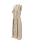 Pintuck Sleeveless Midi Dress