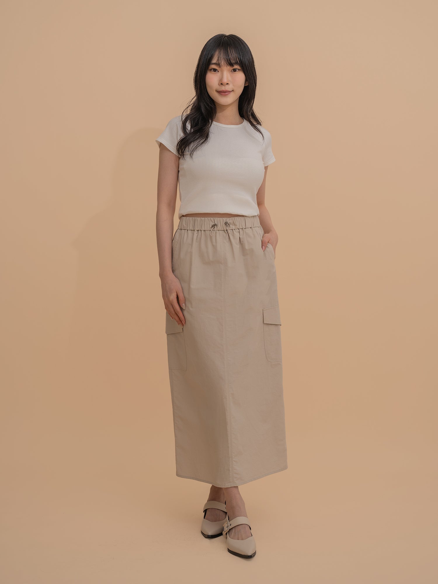 Casual Drawstring Long Skirt