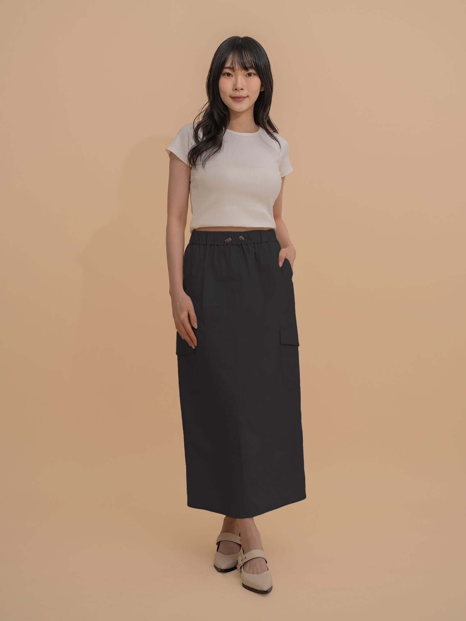 Casual Drawstring Long Skirt