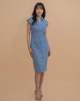 Button-Front Design Collared Midi Dress