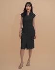 Button-Front Design Collared Midi Dress