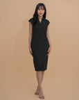 Button-Front Design Collared Midi Dress