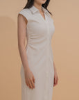 Button-Front Design Collared Midi Dress