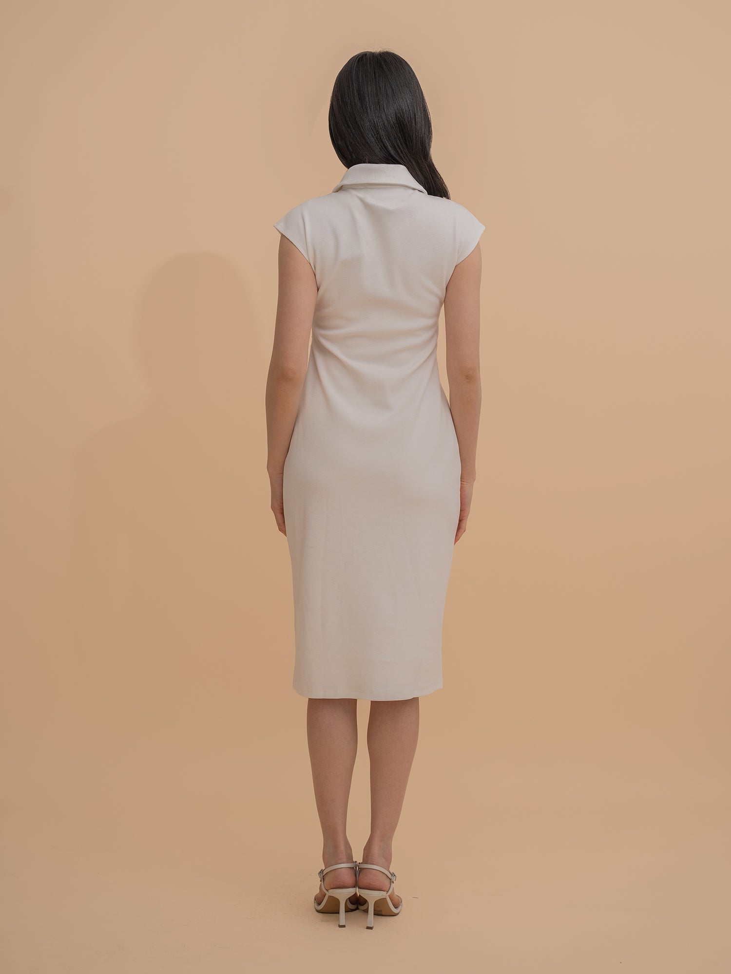 Button-Front Design Collared Midi Dress