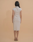 Button-Front Design Collared Midi Dress
