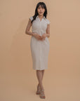 Button-Front Design Collared Midi Dress