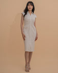 Button-Front Design Collared Midi Dress