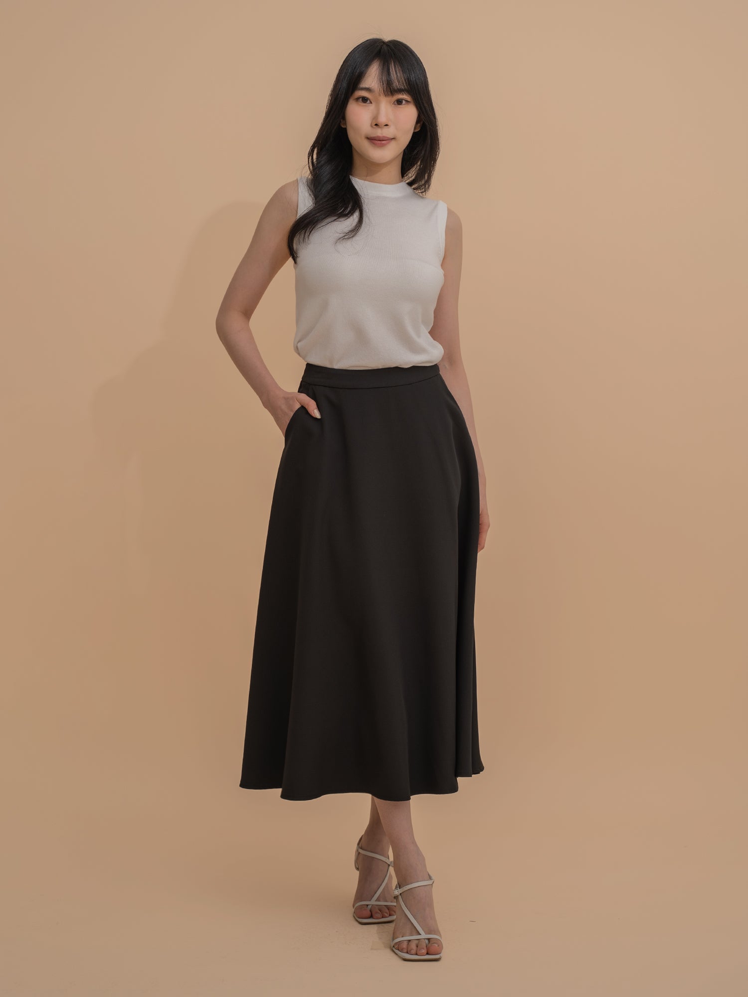 Cotton Blend A-Line Skirt