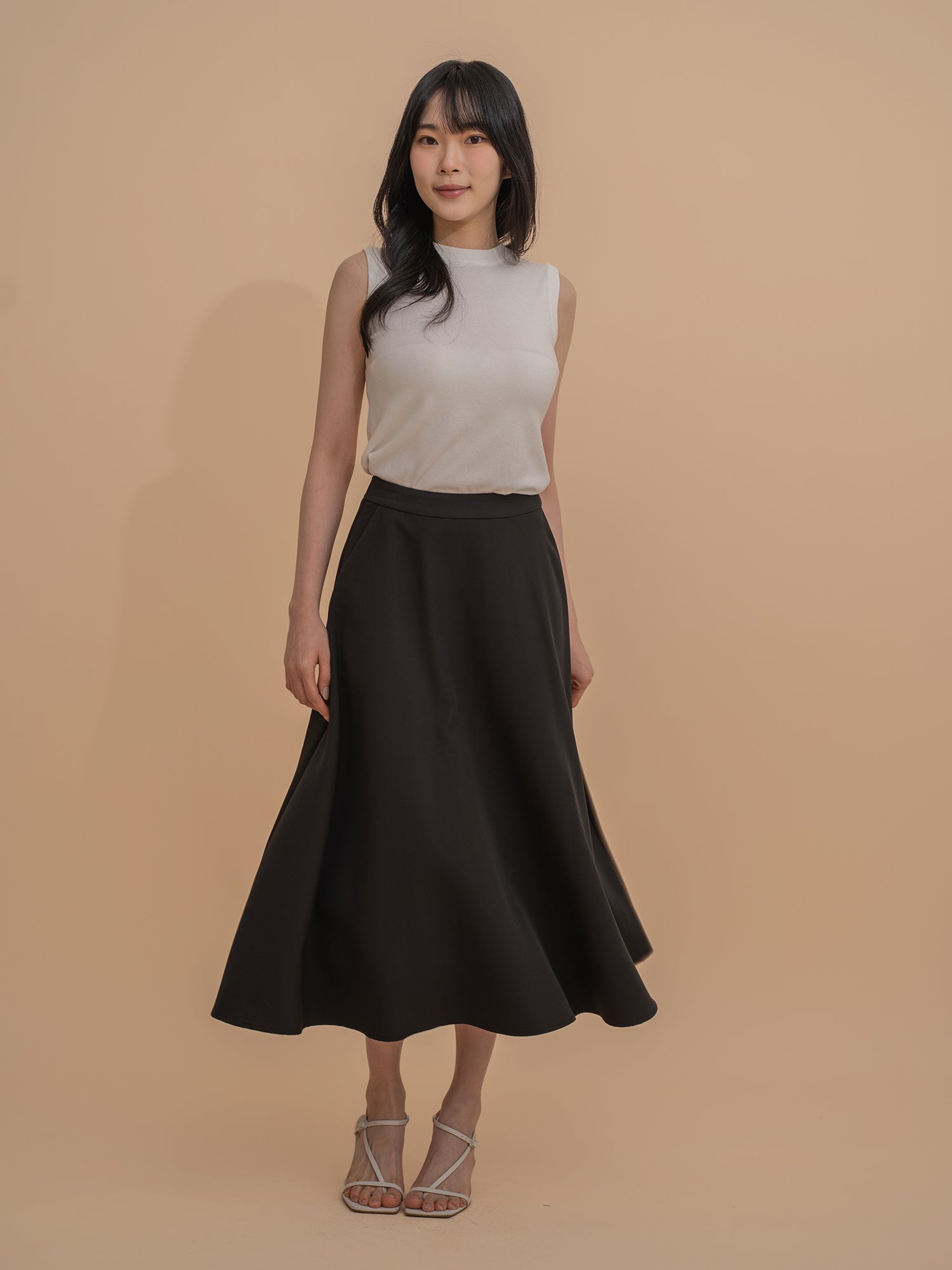Cotton Blend A-Line Skirt