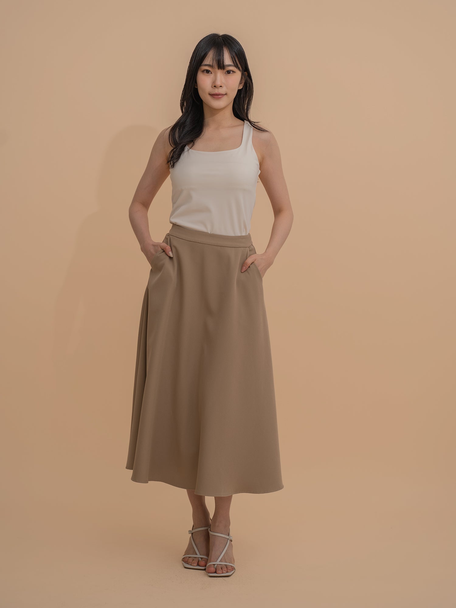 Cotton Blend A-Line Skirt