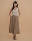 Cotton Blend A-Line Skirt