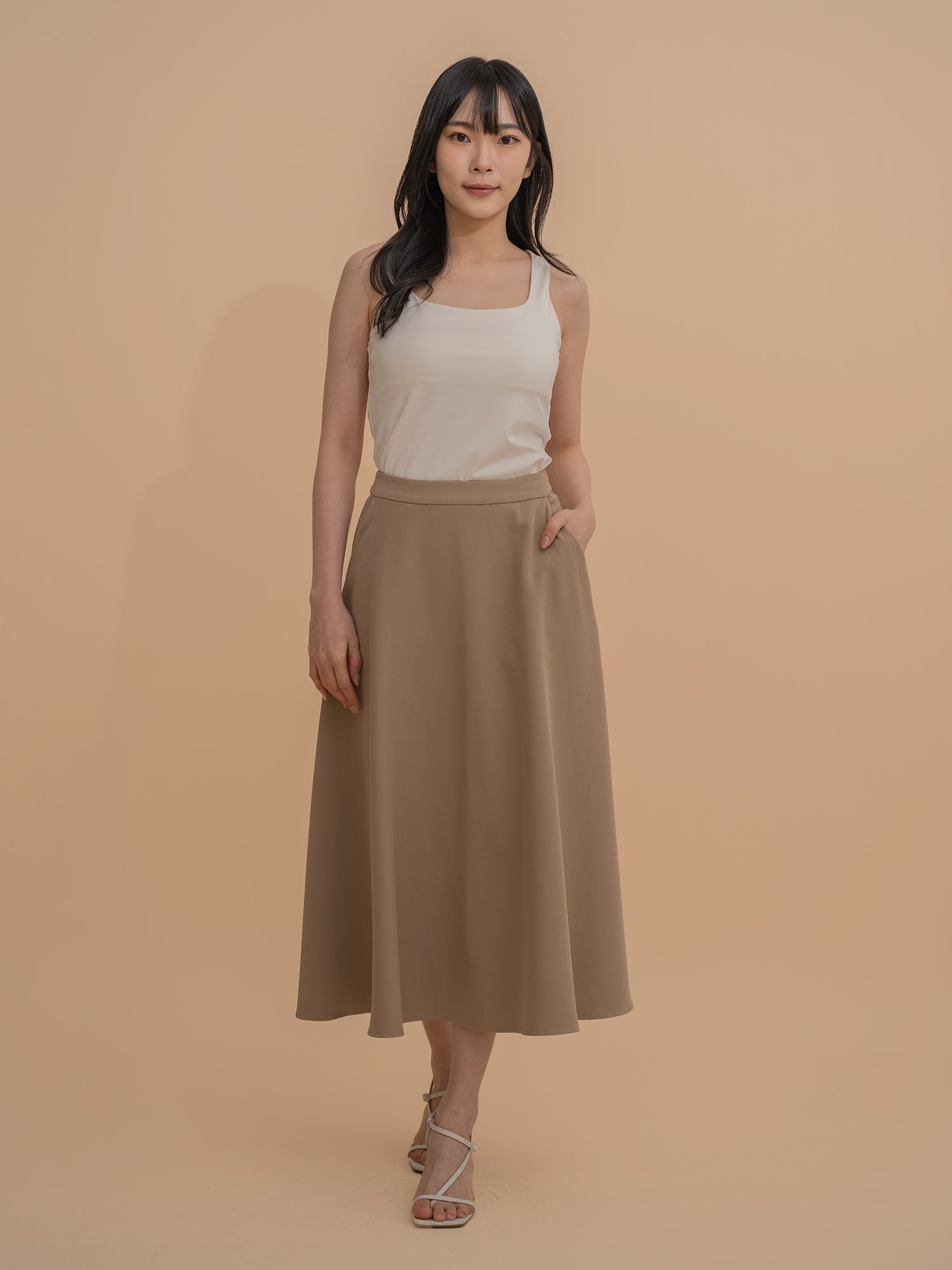 Cotton Blend A-Line Skirt