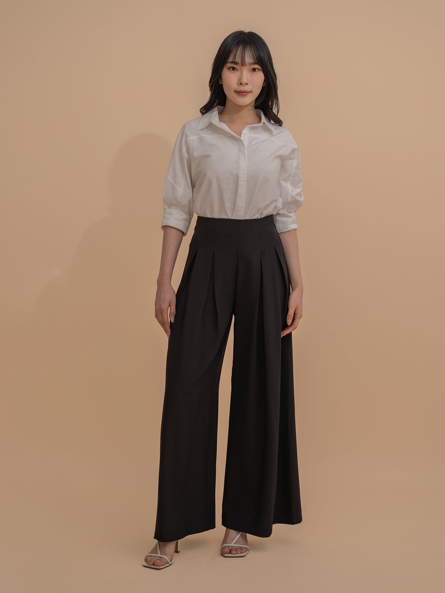 Pleated Wide-Leg Trousers