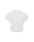 Polo-Collar V-Neck Knit Top