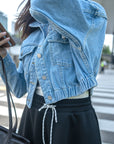 Classic Denim Jacket with Elastic Hem