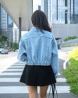 Classic Denim Jacket with Elastic Hem