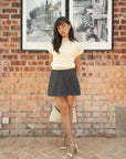 Mock Neck Cap Sleeve Knit Top
