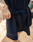 Contrast-Stitch Belted Dress