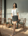 Cropped Sweetheart-Neck Outer