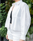 Seam-Detail Boxy Button-Up Blouse