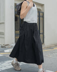 Side Pocket With Ribbon Tie Midi Skirt
