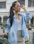 Textured Button-Down Loose-Fit Shirt