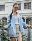 Textured Button-Down Loose-Fit Shirt