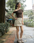 Asymmetric Neckline Fitted Top