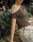 Asymmetric Neckline Fitted Top