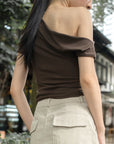 Asymmetric Neckline Fitted Top