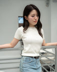 Yarn Knit Short-Sleeve Top