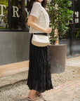 Crinkled Texture Midi Skirt