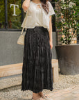 Crinkled Texture Midi Skirt
