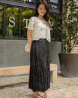 Crinkled Texture Midi Skirt
