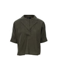 Notch-Lapel Popover Blouse