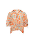 Printed Collar Wrap Shirt