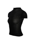 Mock Neck Textured Knit Top