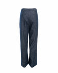 Wide-Leg Pleated Denim Pants
