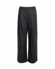 Wide-Leg Pleated Denim Pants