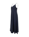 Sleeveless V-Neck Denim-Like Midi Dress