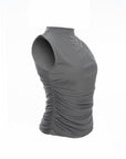 Ruched Sleeveless Mesh Top